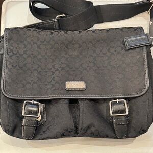 Coach Signature Black Messenger Bag - EUC